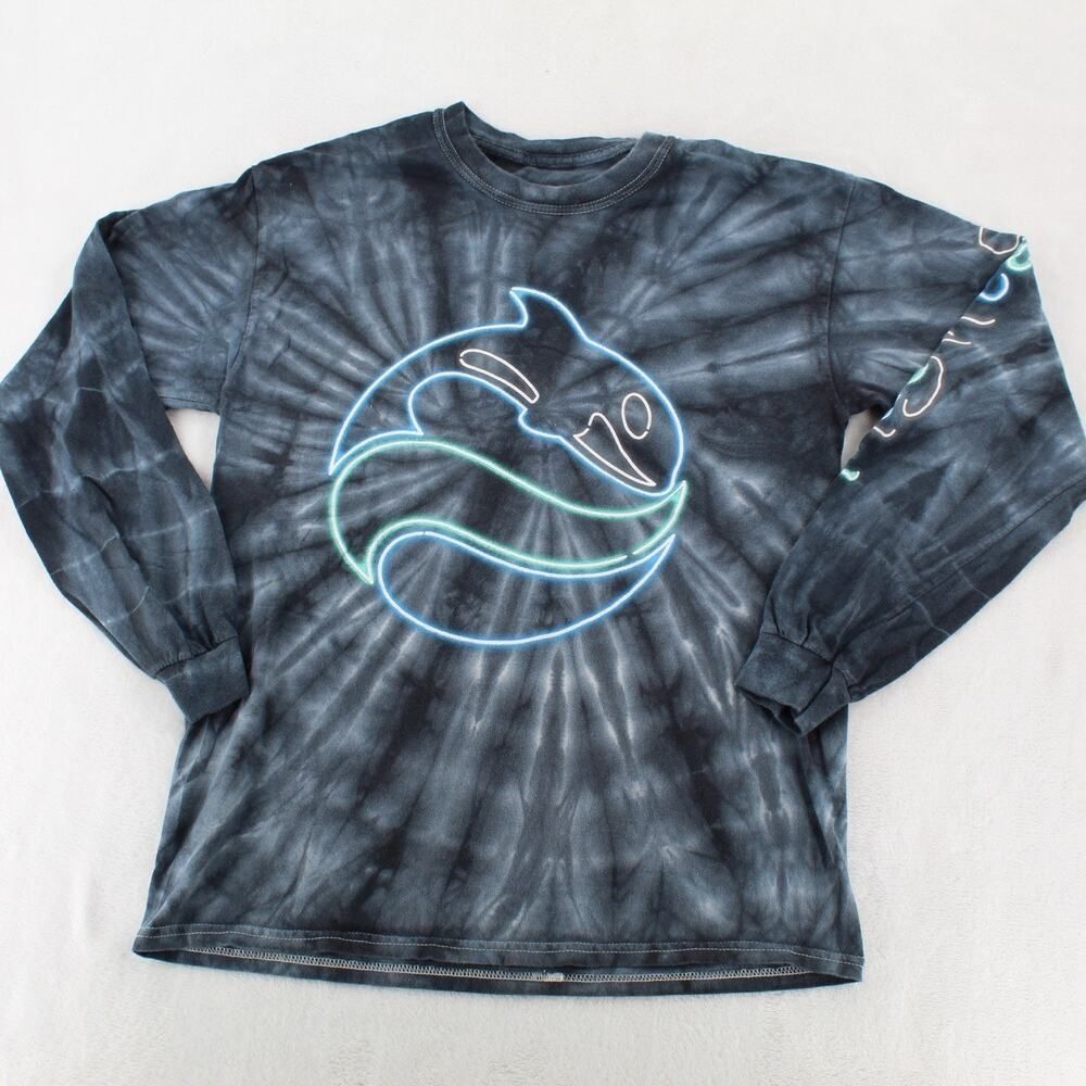 SeaWorld Killer Whale Tie Dye Long Sleeve Tee Adult M Orca Graphic Shirt